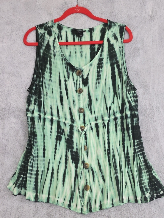 torrid Tops - Torrid Size 2 Mint Green Tie Dye Button Front Babydoll Tank Top